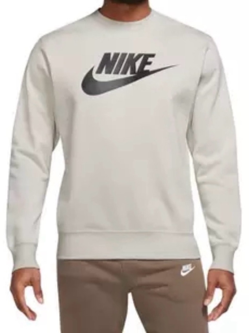 Nike Sportswear Club Fleece Men's Graphic Crew Size M Light Bone DQ4912-072